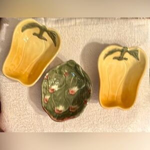 3 William Sonoma Jardin Potager Fall vegetable dipping bowls 5”.